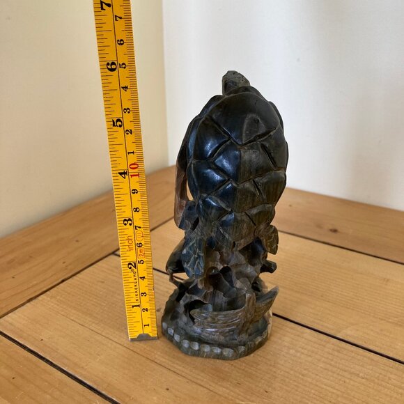 Sea Life Wood Carving Hand Carved Turtle Dolphin Fish Statue Caribbean 5.75" - Picture 3 of 7